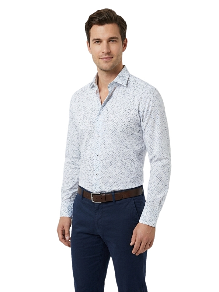 Pánska košeľa biela so vzorom, P62