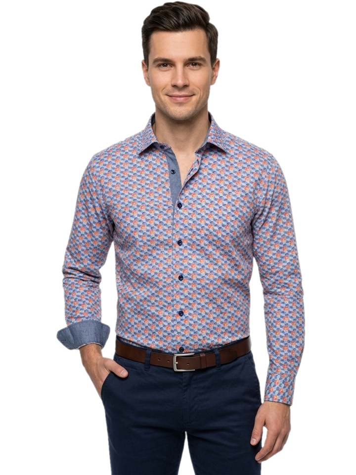 Pánska košeľa modrá so vzorom, P40